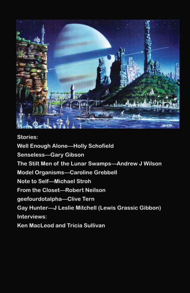 Shoreline of Infinity back cover. Art by Dave Alexander