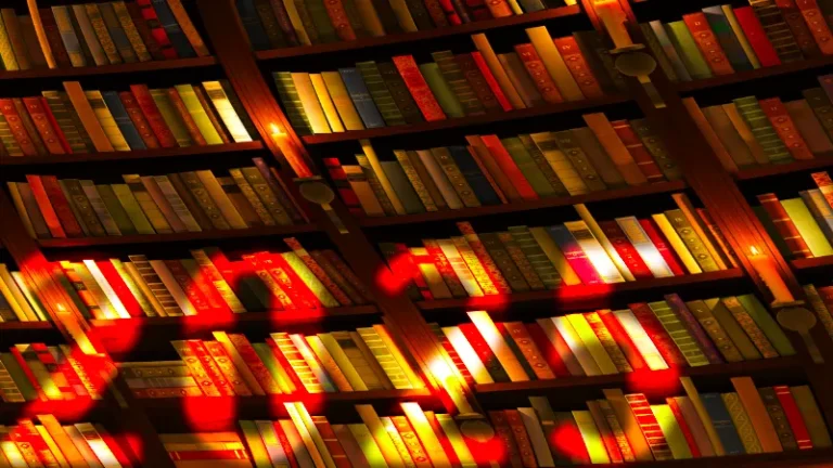 creepy distorted bookshelves with 2025 stamped over it.