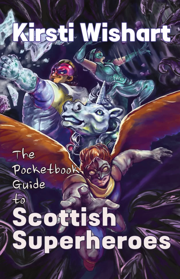A lot of excitable Scottish Superheroes exploding out of the cover.